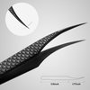 FEITA Diamond Grip Eyelash Extensions Tweezer Lash Precision Tweezers, Japanese Steel Dolphin-shaped & Angled Tip, False Lashes Application Tools, Black 2Pcs