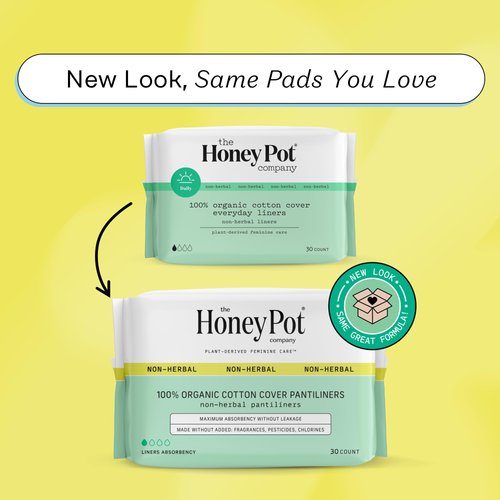 The Honey Pot Company - Panty Liners for Women - Non-Herbal Everyday Liners - Organic Cotton Cover & Ultra-Absorbent Pulp Core - Sanitary Pads for Women - Feminine Care - FSA & HSA Eligible - 30 ct