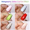Double Rhythm Cat Eye Gel Nail Polish Set of 6 Colors Shimmer Glitter with Magnet 9D Holographic Reflective Magnetic Nail Polish Kit (Red Black Brown Purple Blue Green-Kit 26)