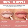 MIELIKKI 2Pcs Matte Liquid Lipstick and Lip Liner Set, One Step Lips Makeup Kit, Non-Stick Cup Lip Gloss + Lip Liner Pen, High Pigmented, Waterproof, Long-Lasting, 05