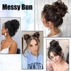 YOSILADY Messy Bun Hair Piece Human Hair Brown Black Hair with Elastic Band Scrunchies Stretchy Fluffy Chignon Ponytail Hairpieces Updos for Women Girls (2#/Brown Black, Curly)
