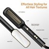 Hair Straightener Brush with Ceramic Coating, Hair Straightener Comb 6 Temps Settings up to 210-400F, 20s Fast Heating, Double Voltage 110-240V Travel Hair Straightener