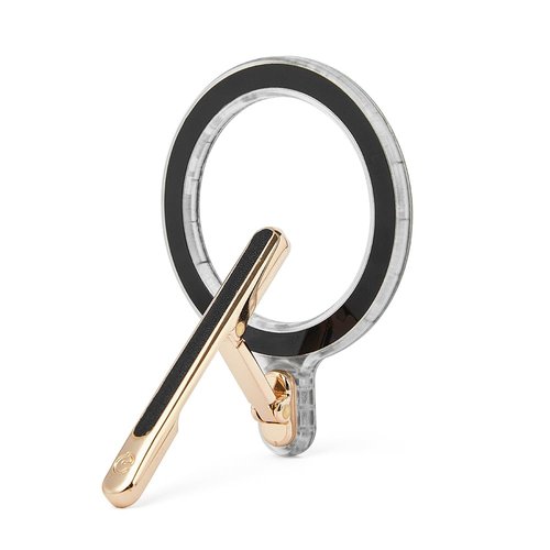 CUSTYPE Phone Grip with Kickstand, Removable Magnetic Phone Grip Holder for Hand for MagSafe,[2-Way Stand] Metal Leather Stand Compatible with iPhone, Samsung, LG, Pixel (Black)