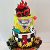20 PCS Truck Cake Toppers Truck Cake Decorations Hot Red Ball Race Car Flame Blaze Wheel Cake Toppers For Kid Boy Truck Themed Racing Car Party Decorations Supplies (Truck 1)