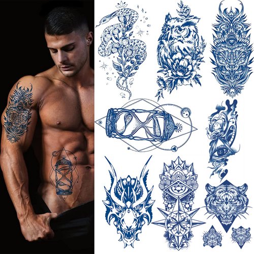 Aresvns Semi Permanent Tattoos for Women Teen Girls, 8 Sheet Realistic Fake Tattoos Stickers, Waterproof and Long-Lasting 1-2 Weeks Tattoos (Medium, 8 Sheet A) Christmas Gift