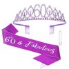 Semato Purple 60th Birthday Tiara and Sash Kit-60th Birthday Gifts for Women