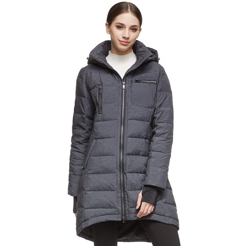Orolay Women's Down Jacket Coat Mid-Length Darkgrey L
