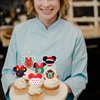 36 Pack Merry Christmas Cupcake Toppers Mouse Christmas Hat Cupcake Picks Xmas Holiday New Year Kids Birthday Cake Decoations Party Supplies