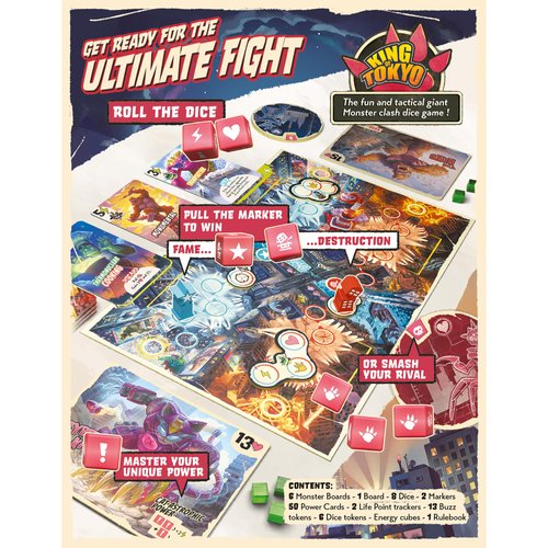 IELLO: King of Tokyo: Duel - Two-Player Board Game, Fun & Tactical Giant Monster Clash Dice Game, Classic Strategy, Family Ages 8+, 2 Players, 20 Min