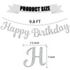 PatiCool Silver Happy Birthday Banner, Pre-Strung Glitter Silver Happy Birthday Sign, 10 Feet, NO DIY, Happy Birthday Letter, Happy Birthday Garland for Women Men Birthday Party Decorations Supplies