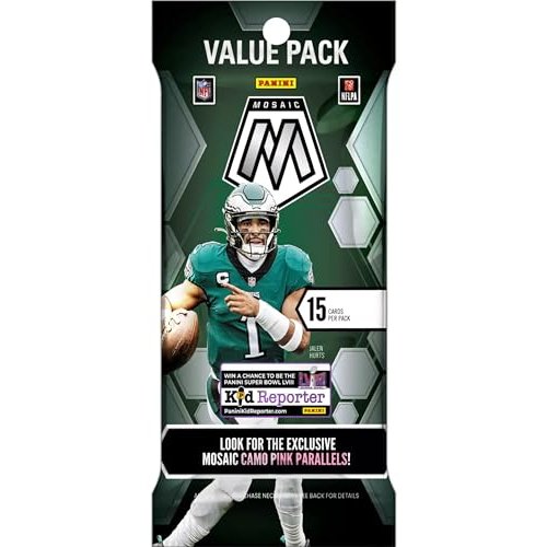 2023 Panini Mosaic Football Card Cello Value Pack - 15 Trading Cards per Pack