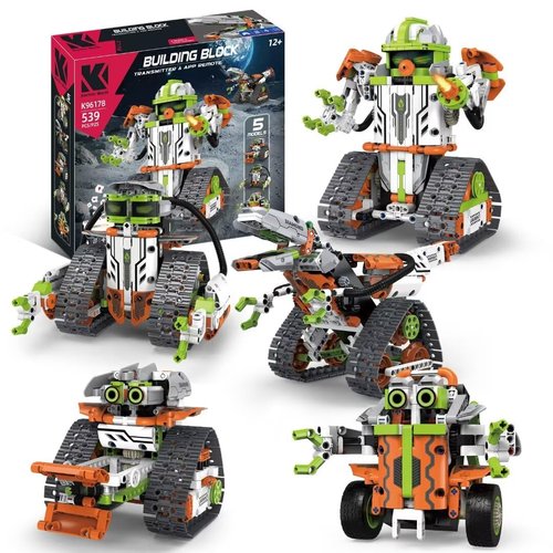 OLHKYN STEM Building Toys, 5 in 1 Remote & APP Control Building Blocks Set, Science Kits Creative Gifts for Boys Girls 8-16 (539 Pieces)