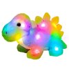 Hopearl LED Plush Dinosaur Lighting Up Stegosaurus Stuffed Animal with Brilliant Night Lights Glow in The Dark Birthday Gifts for Kids Toddler Girls, Green, 14''