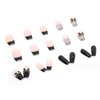 Hkanlre Bow Tie Press on Nails Black Coffin Fake Nails Tips Full Cover Pearl False Nails for Women and Girls 24PCS