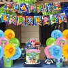 Funneh Krew Birthday Party Decorations, Cartoon Gaming Themed Party Supplies set with Happy Birthday Banner,Cake Cupcake Toppers,Balloons for Fans Adults Birthday Party Favors