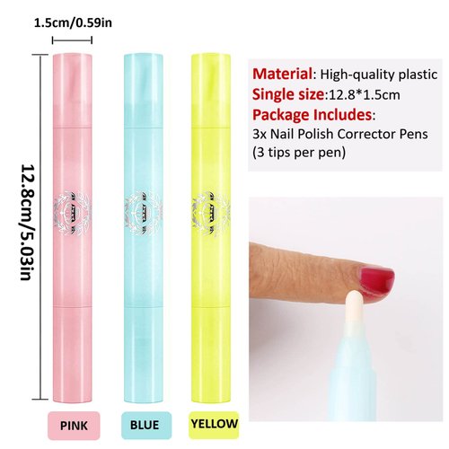 QIUFSSE Nail Polish Remover Pen, 3PCS Nail Polish Corrector Pen Polish Cuticle Clean Up Nail Polish Correction Pen Can Hold Nail Makeup Remover