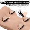 Pretty memory 2 Layer Lash Mannequin Head, with 2 Pairs Removable Lash Practice Eyelids, Realistic Eyelash Mannequin Head, Makeup Soft-Touch Rubber Lash Tech Supplies for Practice Training