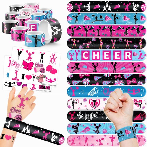 48 PCS Cheerleading Party Favors 24PCS Tattoos Stickers 24PCS Slap Bracelets Wristbands Perfect f...