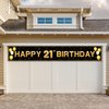 ANATANOWOR 21st Birthday Decorations for Boys and Girls Black and Gold Happy 21st Birthday Decorations Banner 21 Years Old Bday Party Supplies (118" X 20")