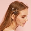HINZIC 5pcs Rhinestones Hollow Heart Boho Hair Clips Barrette Bling Crystal Love Hair Pins Decorative Headdress Accessories for Women Girls Bride Party Prom Valentine(Silver)