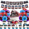 Train Party Decorations Retro Train Birthday Party Supplies Includes Train Happy Birthday Banner, Cake Topper, Cupcake Toppers, Balloons for Train Party Vehicle Party Decorations