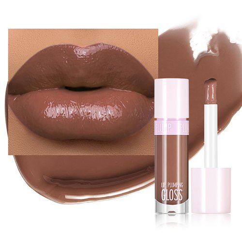 DEERWIN Plumping Lip Gloss for Women Glossy Liquid Lipstick with Ginger Extract - Lifter Gloss Lip Plumper Fuller Looking Lips for Womens (#013, 1 PCS)