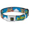 Dog Collar Seatbelt Buckle The Flintstones and Rubbles Group Pose Logo Blue 16 to 23 Inches 1.5 Inch Wide