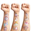 100 PCS Cute Funny Pastel Rainbow Unicorn Temporary Tattoos Sticker for Kids Rainbow Birthday Party Decorations Favors Supplies Decor Gifts Boys Girls Baby Shower Cute Fake Tattoo School Reward Themed