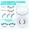 Magnetic Eyelashes with Lash Clusters Applicator 5 Magnets Natural Magnetic False Lashes Kit Wispy Reusable Cluster Eyelash Extensions with Magnets No Lashes Glue or Liner Needed(1 Pair-Natural)