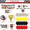 Race Car Birthday Party Supplies Race Car Party Decorations with Race Car Happy Birthday Banner Cake Topper Cupcake Toppers Balloons Hanging Swirls for Boys Let's go Racing Party Supplies