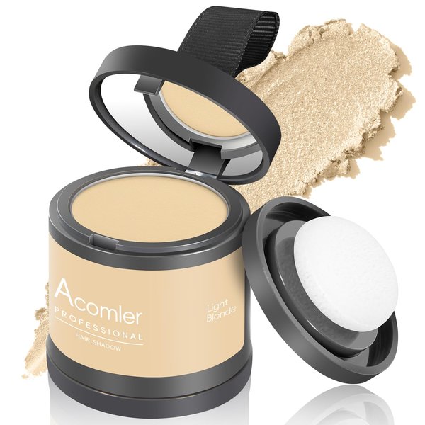 Acomler Instantly Root Cover Up Hairline Shadow Powder,Root Touch Up Hair Powder 0.35 oz, Root Concealer Gray Hair Coverage Hair Powder for Women Men with Eyebrows,Beard Line,Bald Spots(Light Blonde)