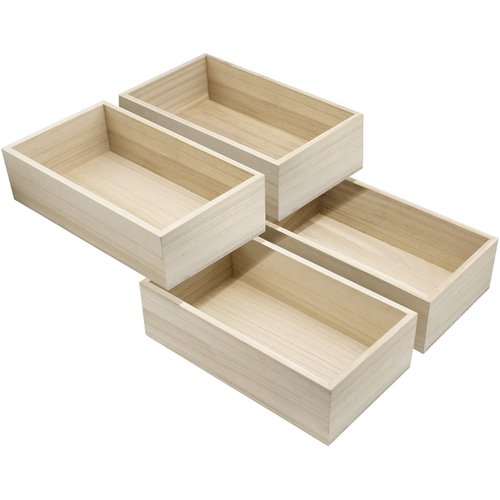 Sorbus Unfinished Wood Crates - Organizer Bins, Wooden Box for Pantry Organizer Storage, Closet, Arts & Crafts, Cabinet Organizers, Containers for Organizing (4 Pack)
