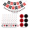 meowtastic Birthday Decorations, Happy Birthday Banner with Honeycomb Balls, Star Hanging Swirl Streamers, Circle Dots Garland, Happy Birthday Party Decorations for Women Men Boys Girls (Red & Black)