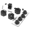 Vgoohobby Metal 12mm Hex Wheel Hubs 7mm Thick Drive Adapters with Flanged Lock Nuts Compatible with Traxxas 1/10 4WD Rustler Slash Stampede RC Car，Replace Part 1654 (Black)