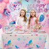 WERNNSAI Unicorn Party Tablecloth - 2 Pack Rainbow Unicorn Party Decorations 108'' x 54'' Disposable Table Cover Plastic Table Cloths for Girls Birthday Baby Shower Unicorn Themed Party Supplies