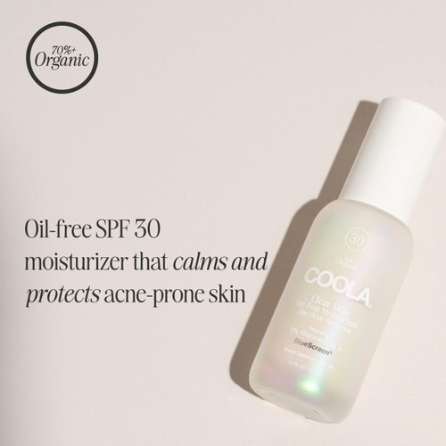 COOLA Clear Skin Oil-Free Moisturizer with SPF 30, Dermatologist Tested Sunscreen with Niacinamide & Centella Asiatica, 1.1 Fl Oz