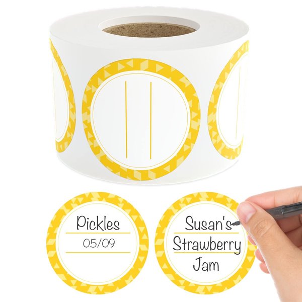 MESS Dissolvable Canning Labels for Jars – 200 Dissolvable Mason Jar Labels - Dissolvable Food Labels for Containers - Jam Homemade Canning Jar Labels Stickers - Removable Mason Jar Labels 2" Amber