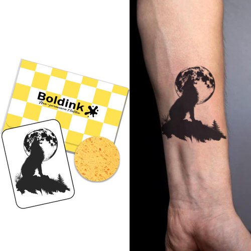Boldink Temporary Tattoos, semi permanent tattoos, 15-day long lasting tattoo sticker, waterproof and anti-reflective, unique design（Wolf 3）