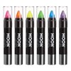 Moon Glow - Blacklight Neon Face Paint Stick / Body Crayon makeup for the Face & Body - Pastel set of 6 colours - Glows brightly under blacklights