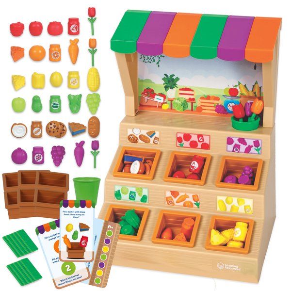 Learning Resources Mini Farmstand Sorting Set - Play Food for Kids, Sorting Toys for Toddlers, Toddler Toys, Gifts for Kids Ages 3+