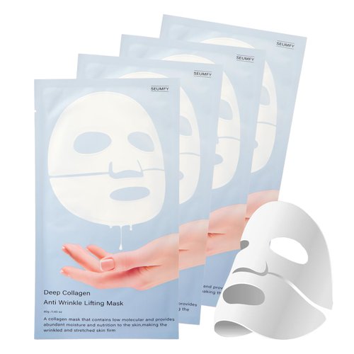 WpenY Collagen Face Mask, 4ea-Korean Skincare Technology-Face Mask Skincare, Bio-Collagen Real Deep Mask For All Skin Types-Hydrating Facial Mask Sheets, Collagen Mask Overnight