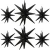 6 Pcs Silver Star Foil Balloons One-Piece 14-Pointed Star Balloons 4D Starburst Cone Mylar Balloons 22inch Christmas Birthday Wedding Wedding Anniversary Party Supplies (22&27 Inches Black)