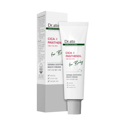 Dr.ato Multi Purpose Cica Cream for Dry and Irritated Skin, Fragrance-Free, Multi-Purpose, Rich Moisturizer for Face and Body, Baby Diaper Rash Balm, Plant-Based, Korean Skincare, (1.76 Oz)