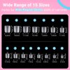 Wider Long Square Toe Nail Tips Full Cover, SINOKAME No File Matte Toe Nail Press Ons Clear, Soak Off Fake Toenails Extensions DIY Home Manicure Kit for Women Men,300 Pcs 15 Sizes