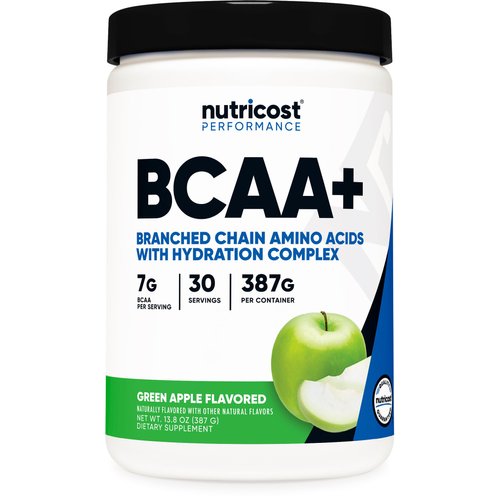 Nutricost BCAA + Hydration Powder (Green Apple) 30 Servings - Branched Chain Amino Acids with Hydration Complex - Gluten-Free, Non-GMO