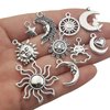 100g(80pcs) Craft Supplies Mixed Antique Silver Sun Moon Stars Charms Pendants for Crafting, Jewelry Findings Making Accessory for DIY Necklace Bracelet (M250)