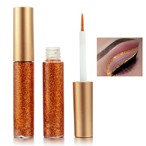 Liquid Eyeliner Glitter Liquid Eyeliner Metallic Shimmer Eyeshadow, Long Lasting Waterproof Makeup Eyeliner Color Silver Gold Blue Green Red Orange Purple Pink（4）