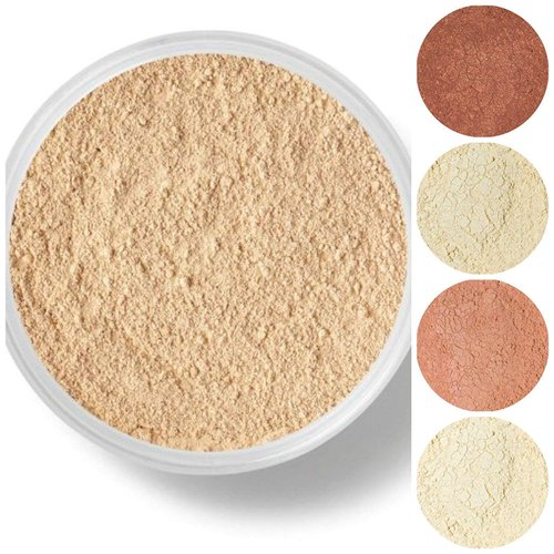 STARTER SET (BEIGE) Mineral Makeup Kit Bare Skin Sheer Powder Matte Foundation Blush Bronzer Illuminating Veil