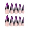 24 Pcs Halloween Nails Stiletto Press on Nails Long Almond Fake Nails Dark Purple RIICFDD False Nails with Bat Pattern Designs Artificial Glossy Full Cover Glue on Nails for Women Girls French Nails