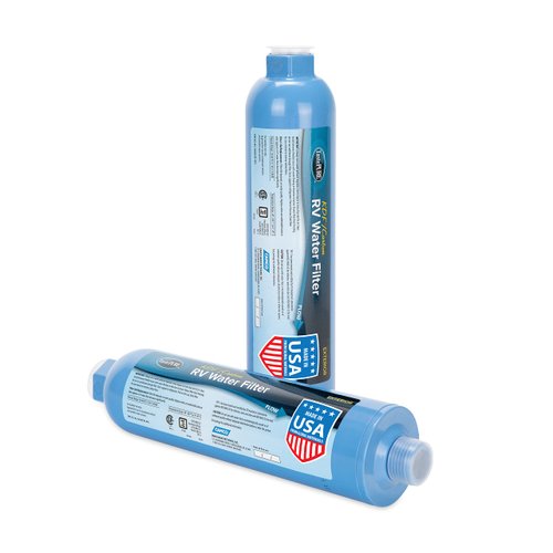 Camco TastePURE Camper/RV Water Filter | Inline Water Filter Reduces Bad Taste, Odor, Chlorine & Sediment | Ideal for RVs, Campers, Travel Trailers, Boats | Made in the USA | 2-Pack (40045)